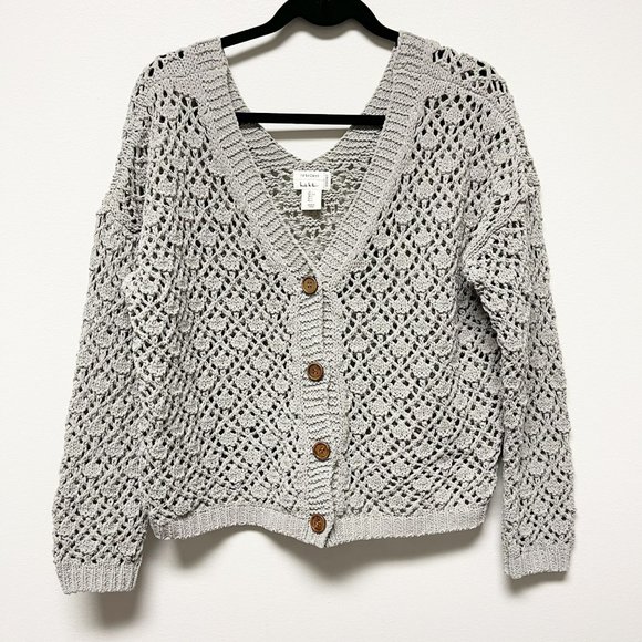 Artelier Sweaters - ARTELIER Nicole Miller Chenille Open Knit Crocheted Oversized Sweater Women's L